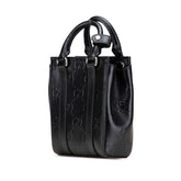 グッチ GGエンボス ジャンボGG ハンドバッグ ショルダーバッグ 2WAY 696010 ブラック レザー レディース GUCCI 【中古】